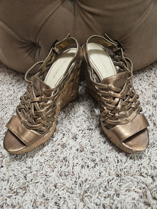 Enzo Angiolini Shoes - Bronze Woven Cork Wedge Sandals - Women